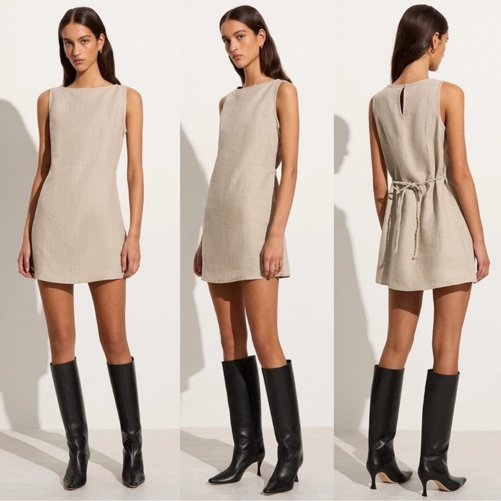 Faithfull the Brand Linen Shift Dress in Natural Color